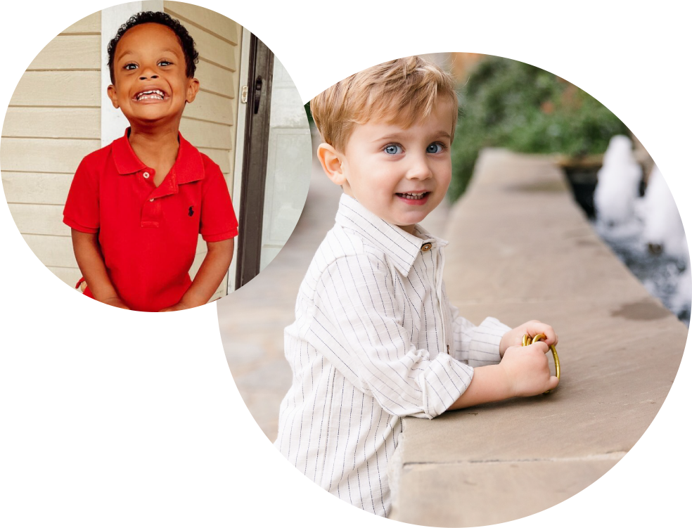 Two seperate photos of children smiling